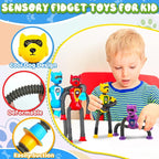 Cool Robot Dog Pop Tubes Sensory Fidgets Toddler Toy 4PC Travel Toys Airplane Car Activities Autistic Road Trip Toys Suction Tube for Kid Boy Year Old Ages 3 4 5 6 7 8 ADHD Autism Fidget Classroom