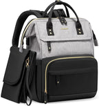 LOVEVOOK Diaper Bag Backpack, Baby Bag with Changing Station, Large Diaper Backpack for Mom Dads, Waterproof Leather Mommy Bag for Boy and Girl, Travel Essential Baby Shower, Black-Grey