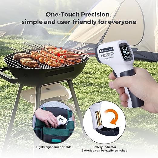Temperature Gun for Meat,Automotive Infrared Thermometer Gun with Ring Laser DS12:1,Digital Thermal Gun with Adjustable Emissivity&High/Low Alarm,-58~1400℉IR Temp Gun for Engine,Brakes&HVAC