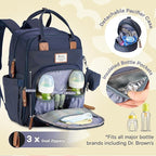 RUVALINO Diaper Bag Backpack, Multifunction Travel Back Pack Maternity Baby Changing Bags, Diaper Changing Totes, Waterproof and Stylish, Navy Blue