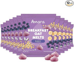 Amara Breakfast Oat Melts - Organic Toddler Snack - Single Serve Fiber-Packed Oat Bites with Real Fruit, No Added Sugar, Quick Dissolving, Blueberry - 12 Pack