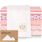 Organic Burp Cloths Baby Boy, Girl - 6-Pack Large Cotton Burping Cloths for Babies, Spit Up Rags, Super Absorbent, Ultra Soft Newborn Rag, Gender Neutral, Machine Washable, Durable (Blush)