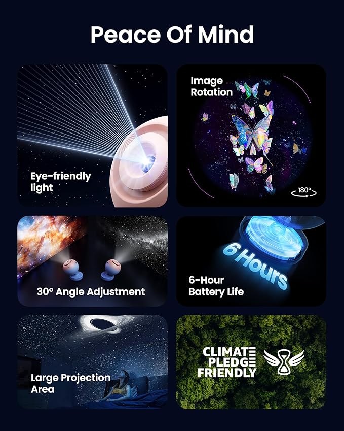 POCOCO Galaxy Star Projector for Bedroom with Replaceable Optical Film Discs, Home Planetarium Night Light Projector with High-Definition Soft Light for Relax, Study, and Meditate, Stress Relief Gifts