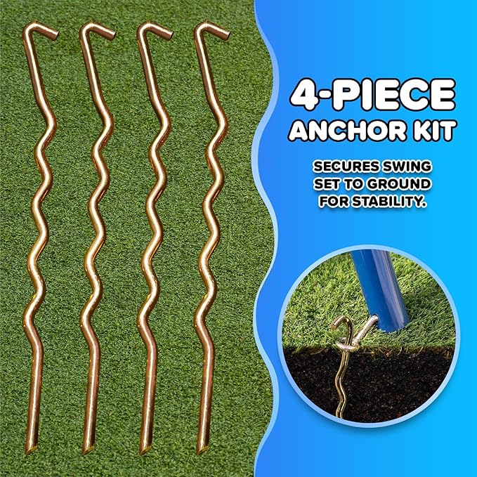 Sportspower MSC-4510-TL Arcadia Metal Swing Set with 5’ Slide, Trapeze, & 2-Person Glider Swing, Teal