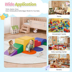 ‌Soft Climbing Toys for Toddlers, 7-Piece Baby Soft Foam Climbing Blocks, PU Leather Gym Climb and Crawl Activity Play Set, Indoor Climbing Toys for Kids and Children, Classic