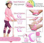 Kids Bike Helmet with DIY Stickers and Knee Pads Elbow Pads Wrist Guard Set for Ages 3-8-14 Toddler Boys Girls Helmet for Roller Skates Cycling Skateboarding Bicycle Scooter