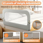 Bed Guard Rail for Toddlers - 47inch Foldable & Adjustable Height Baby Bed Safety Side Rails - Large Toddler Crib Railing Guard for Twin, Bunk, Full Size, Queen & King, Full Size Bed