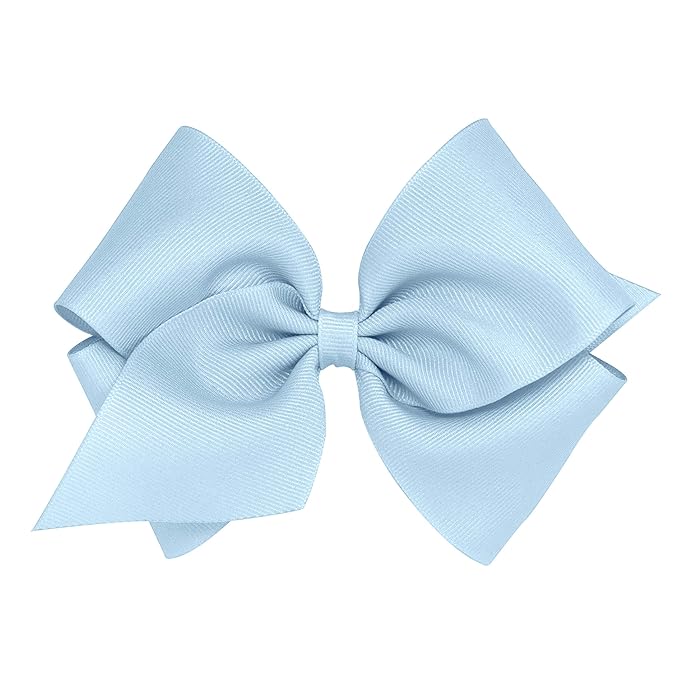 Wee Ones Girls' Plain Wrap Classic Grosgrain Hair Bows on a WeeStay No-Slip Hair Clip, Handmade, Mini King, Millennium Blue