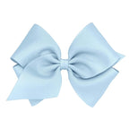 Wee Ones Girls' Plain Wrap Classic Grosgrain Hair Bows on a WeeStay No-Slip Hair Clip, Handmade, Mini King, Millennium Blue
