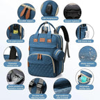 Diaper Bag Backpack – Large Waterproof Baby Bag with USB Charging Port, Changing Pad & Stroller Straps – Stylish, Durable & Hands-Free Travel Organizer for Moms & Dads (Dark Blue)