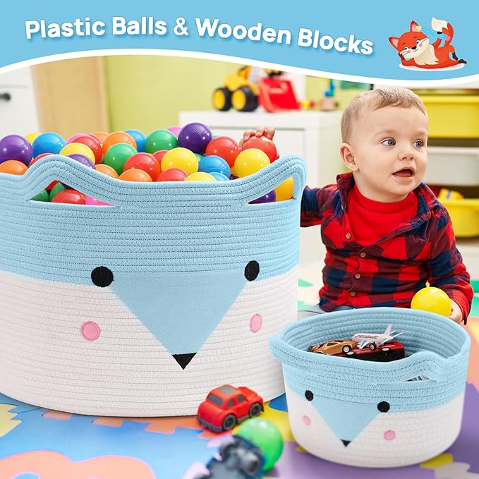 Large Baby Basket Toy Storage 3 Pack, (20"x13.8") Woven Baby Laundry Basket Blanket Basket, Stuffed Animal Storage, Baby Gift Basket Empty, Toy Basket for Kids, Dog, Cat.