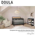 Dream On Me Doula Changing Table in Matte Black – JPMA & GREENGUARD Gold Certified, Enclosed Dressing Area for Safety, Two Spacious Storage Shelves & A Closed Drawer, Converts to Nightstand