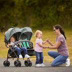 Dream On Me Volgo Twin Umbrella Stroller in Mint, Lightweight Double Stroller for Infant & Toddler, Compact Easy Fold, Large Storage Basket, Large and Adjustable Canopy