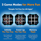 3 in 1 Electronic Tic Tac Toe Game, Handheld Digital Tic Tac Toe Bolt Game with Silent Mode, Portable Learing Toy Gift for Kids & Adults, Blue (One Pack)
