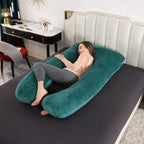 Amagoing 55 inches Pregnancy Pillows for Sleeping, U Shaped Maternity Full Body Pillow for Pregnant Women with Hip, Leg, Back, Belly Support, Removable Washable Velvet Cover (Teal Green)