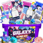 Slime Kit,Toys for 6 7 8 9 10 11 12 Year Old Girls Boys Galaxy Slime Making Kit Making Butter Slime Dark Powder to Make Glitter Galactic Slimes Stress Relief Toys Fun Birthday Gifts