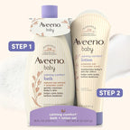 Aveeno Baby Calming Comfort Bath & Body Lotion Set, Nighttime Baby Skin Care Products with Nourishing Oatmeal Plus Relaxing Lavender & Vanilla Scents, Paraben- & Phthalate -Free, 2 Items