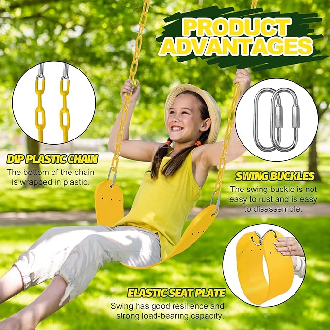 Swings Set - 2-Pack Suitable for Kids and Adults, Comes with Hooks & Chains, Perfect for Backyard