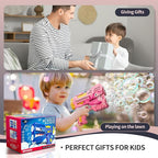 Jasny 2 Pack Rechargeable Dino Bubble Guns for Kids, LED Light Up Bubbles Machine Blower with 2 Bottles Refill Solution for Toddlers, Summer Wedding Toys Gift