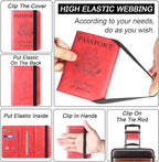 Passport Holder Cover Wallet Travel Essentials Leather Rfid Blocking Case Vacation Luggage Must Haves Travel Accessories for Men Women (116#Red)