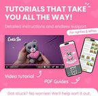 Cookie Box Crochet Kit for Beginners - Learn to Craft Amigurumi Stuffed Animals - Knitting Gift for Kids and Adults - Beginner-Friendly Yarn - Stitch-by-Stitch Video Tutorial - Bear Ted