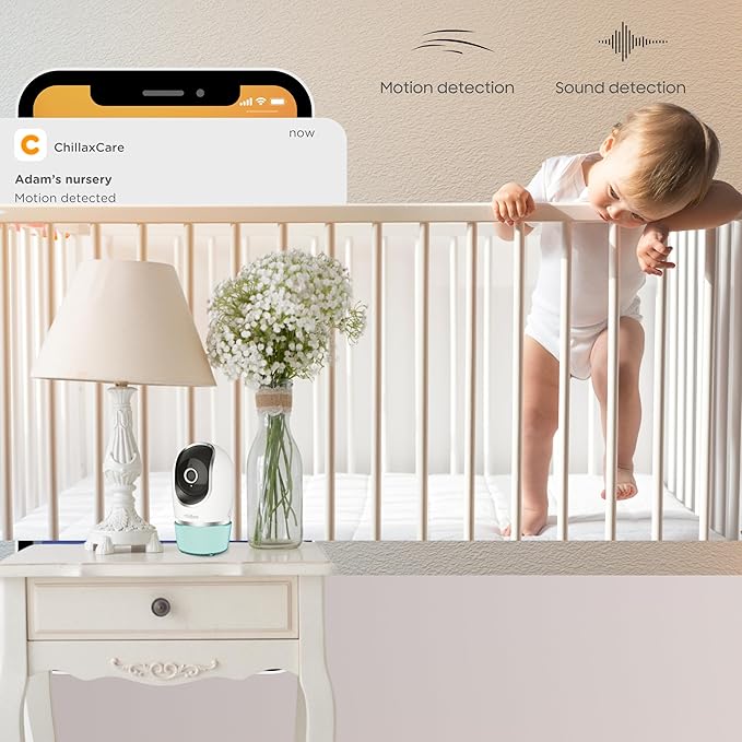 CHILLAX DM568 Video Baby Monitor – 2K QHD Baby Monitor with Camera and Audio w/Remote Pan‑Tilt‑Zoom, 5″ 720p Color Screen, Auto Dimming LED, Night Light & Sleep Trainer, Wi‑Fi/Non‑Wi‑Fi Viewing