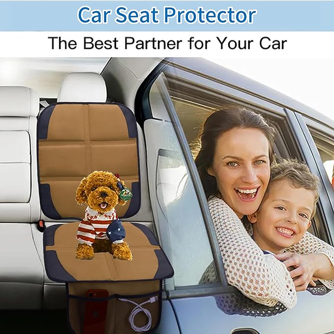 Car Seat Protector for Child Car Seat, 2 Pack Baby Car Seat Covers with Mesh Pockets & Non-Slip Backing 600D Durable Seat Protector