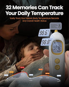 Ear Thermometer, Highly Accurate Thermometer for Kids, Adults and Toddlers, 32 Memory Recall, 1s Fast, 3 Color Fever Alarm with Mute Mode, 21 Disposable Probe Covers