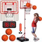 Kids Indoor Basketball Hoop with Scoreboard & Timer,Toddler Adjustable Height Basketball Goal Toy for Outdoor Backyard,Sports Game Play