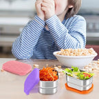 HaWare Stainless Steel Snack Containers for Toddlers and Kids, 8 oz Leak Proof Food Storage Containers with Silicone Lids, Stackable & Reusable Small Metal Lunch Box for Daycare and School- 3 Packs