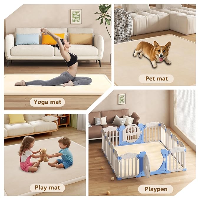 Baby Play Mat for Floor, 1.3'' Thick Memory Foam Tummy Time Mat - Super Soft Coral Velvet Nursery Rug with Non-Slip Backing, Crawling Mat for Toddlers/Infants, Yoga & Tatami Use, 50''x 50''