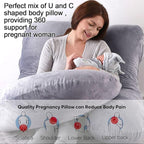 Pregnancy Pillows for Sleeping, U Shaped Full Body Maternity Pillow with Removable Cover - Support for Back, Legs, Belly, HIPS for Pregnant Women,Pregnancy Pillow, Grey