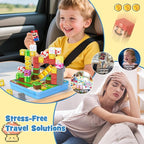 49PCS Mini Magnetic Tiles Travel Toys for Kids Ages 4-8, Magnetic Building Blocks Adventure Set with Portable Iron Storage Box & Play Base, STEM Learning Activities for Toddlers 3-5