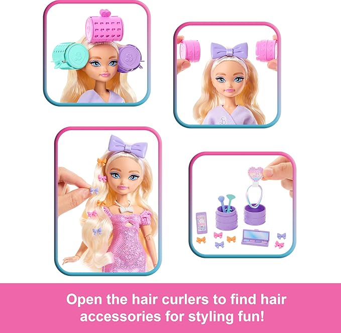 Barbie Dream GET Ready Malibu” Fashion Doll with Stylized Hair, Including Surprise Hair Accessories & 15+ Looks