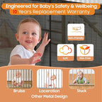 180" Extra Wide Retractable Baby Gates for Large Openings, 42" Extra Tall with Support Rods, Prevent Crawling, Mesh Dog/Pet Gate for Stairs/Doorways, Indoor/Outdoor Use