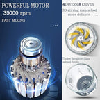 Baby Food Maker Mini Cute and Small Food Processor Puree Blender Grinder Chopper 300ml Cup Glass Bowl with 8 Blade Electric (Spaceman-Blue)