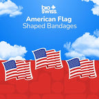 BioSwiss Bandages, American Flag Shaped Self Adhesive Bandage, Latex Free Wound Care, Fun First Aid Kit Supplies for Kids and Adults, 50 Count