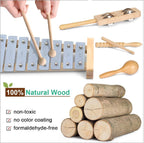 LOOIKOOS Toddler Musical Instruments, Eco Friendly Music Set for Kids Preschool Educational, Natural Wooden Percussion Instruments Musical Toys for Boys and Girls with Storage Bag
