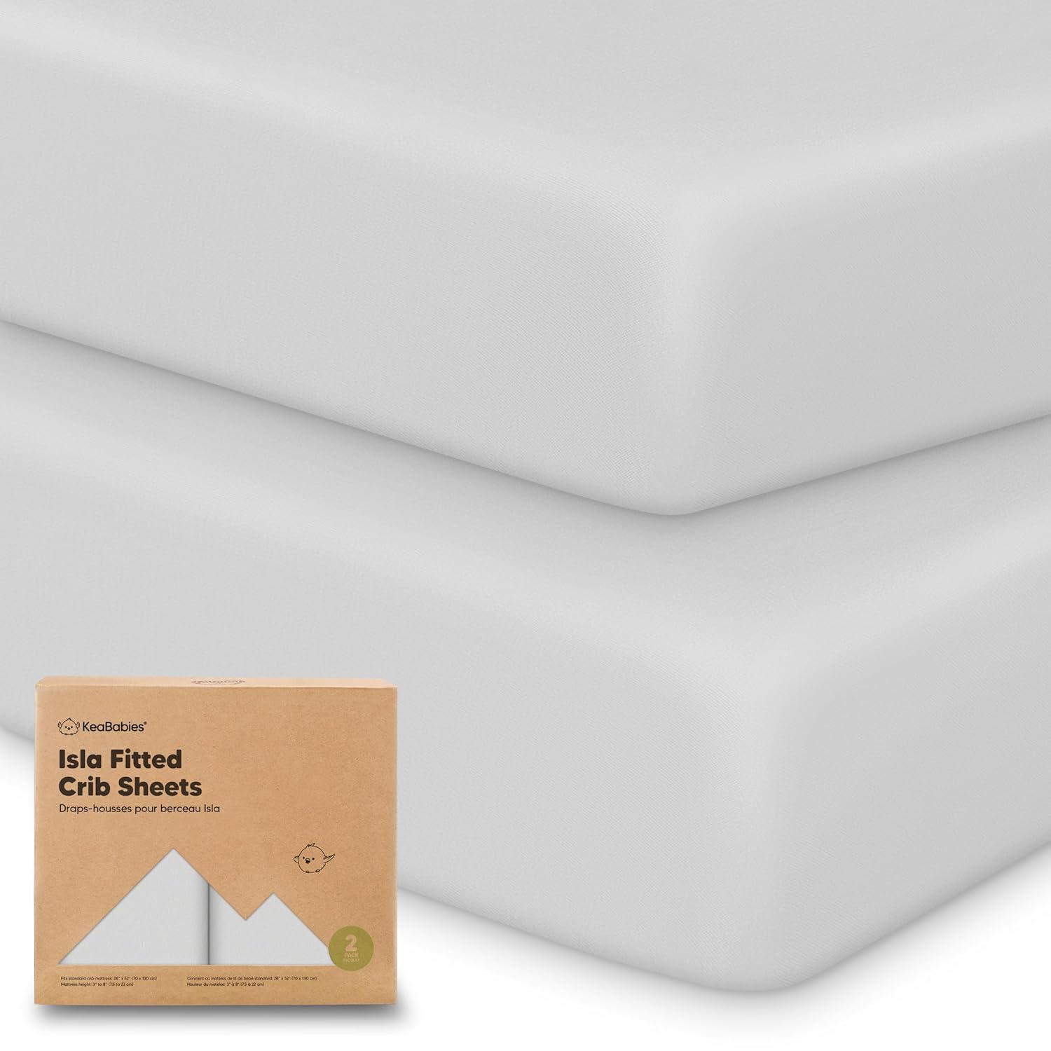 KeaBabies 2-Pack Baby Crib Sheets for Boys, Girls - 52x28 Viscose Derived from Bamboo Toddler Bed Sheets Neutral, Fitted Crib Mattress Cover for Standard Baby Bedding, Soft & Cozy (French Gray)