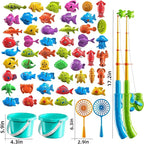 Magnetic Fishing Game Pool Toys for Kids 3-5, Water Table Bathtub Kiddie Party Toy with Pole Rod Net Plastic Floating Fish, Outdoor Toys for Kids Age 3 4 5 6 7 8 Year Old