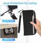 ZOPPEN Passport Holder Family RFID Passport Wallet, Passport Holder Women/Men, Travel Wallet Documents Organizer Zipper Case with Removable Wristlet Strap, Travel Essentials for Flying