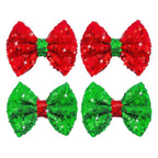 Sequin Christmas Hair Clips Red Hair Bows for Girls Green Alligator Clips Sparkly Glitter Christmas Hair Accessories for Children Toddler Teenage Girls Kids Gift 4PCS Red Green