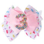 Sprinkle Confetti Hair Bow - First Birthday Pink Party Decoration for Baby Girls, Ice Cream Theme 1st Birthday (3th Girls Hair Bow)