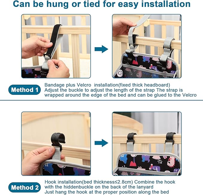 Accmor Hanging Baby Diaper Caddy Organizer, Diaper Stacker, Baby Crib Hanging Classified Storage Bag Organizer for Changing Table, Crib, Playard or Wall & Nursery Organization, Black