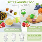 WAJIAYON Baby Fruit Feeder Pacifier | Infant Food Feeder Pacifier & Food Dispensing Spoon | Fresh Fruit Teethers for Babies | Silicone Feeder Baby,Mesh teethers for Babies Gifts for Boys and Girls