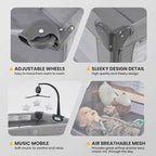 2-in-1 Baby Playard, Pack and Play Bassinet, Easy Folding Portable Crib with Music Mobile for Newborn to Toddlers (Grey)