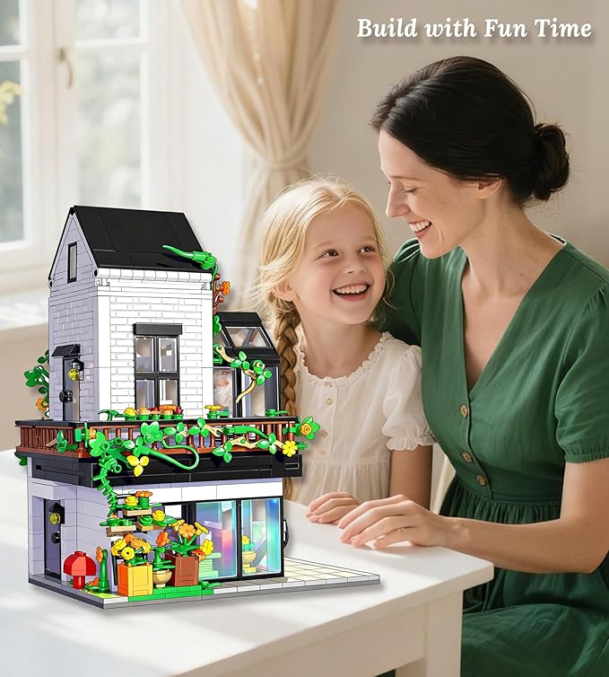 Garden Villa House Building Set, Flower House Building Set, Greenhouse Modular Building Block Kit Home Decor Gift for Adults