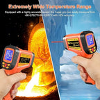 -58°F to 2732°F Digital Infrared Thermometer Gun, 50:1 Distance Ratio Laser Temperature Gun with MAX/MIN/AVG Measure and Alarm, Heat IR Temp Gun for Cooking, Griddle, HVAC, Industrial Forging
