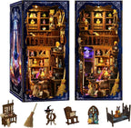 Book Nook Kit, DIY Miniature House Kit, Mini House Building Kit, Miniature Dollhouse Kit for Adults and Teens, 3D Wooden Puzzles with LED Light, Bookshelf Craft Kit (Magic Potion House)