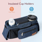 Momcozy Universal Stroller Organizer with Insulated Cup Holder Detachable Phone Bag & Shoulder Strap, Fits for Stroller like Uppababy, Baby Jogger, Britax, BOB, Umbrella and Pet Stroller